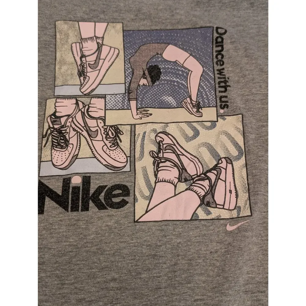 Nike S/S Graphic Tee, Girl's XL/14, EGU, Light Gray, Dance